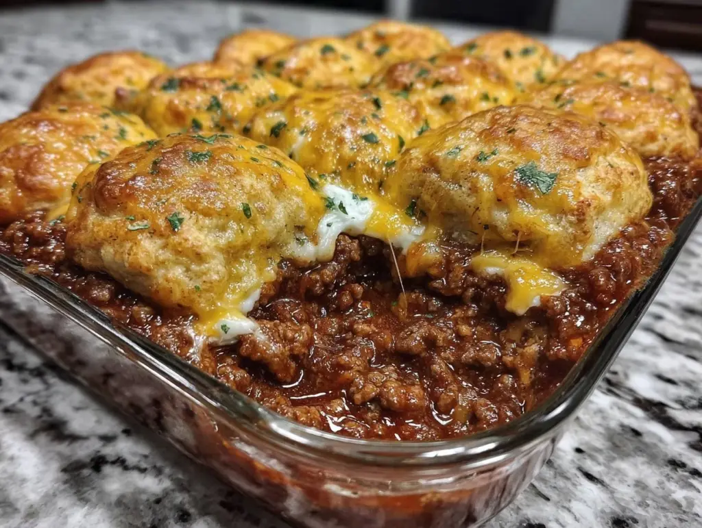 sloppy joes biscuits casserole - featured image