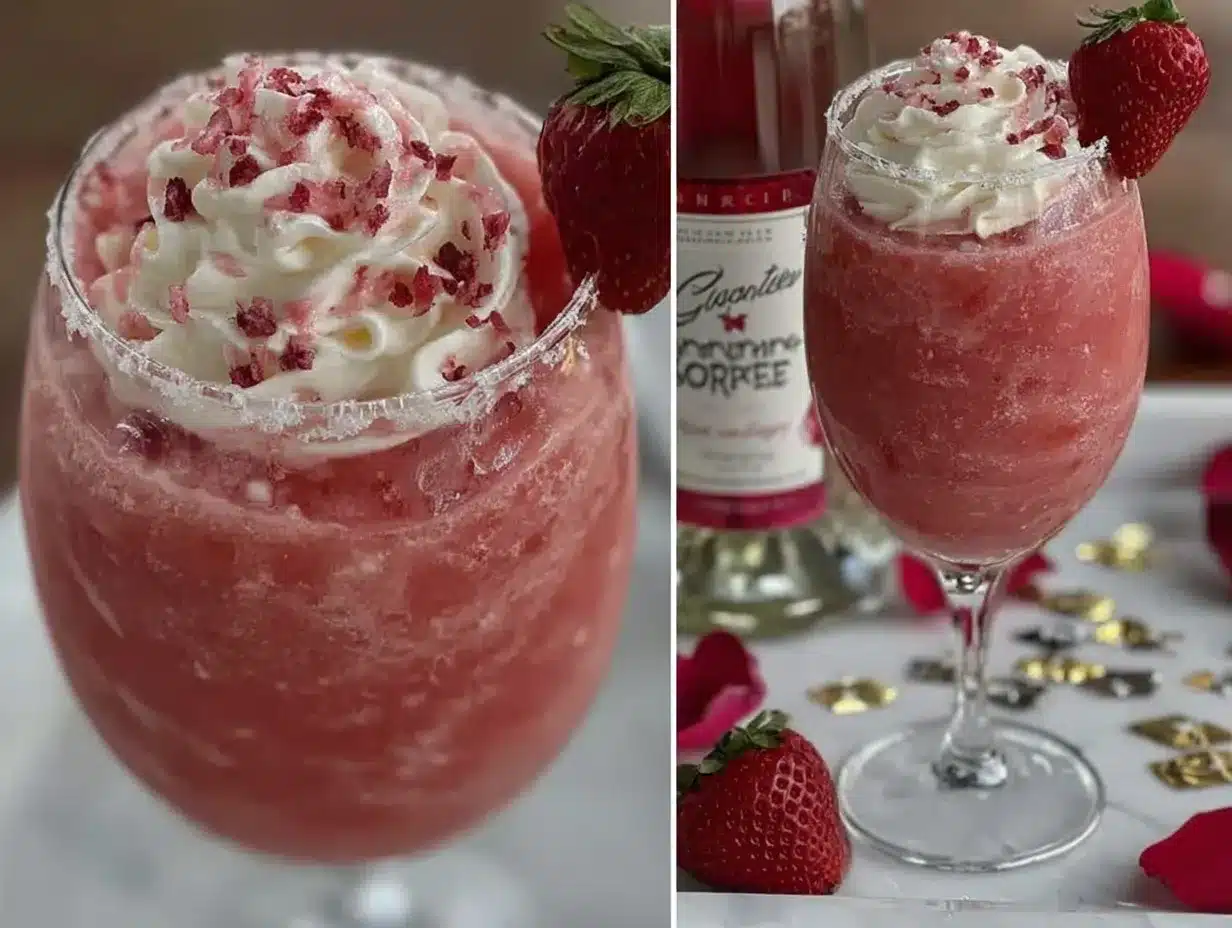 Strawberry Frosé Slushies preparation steps