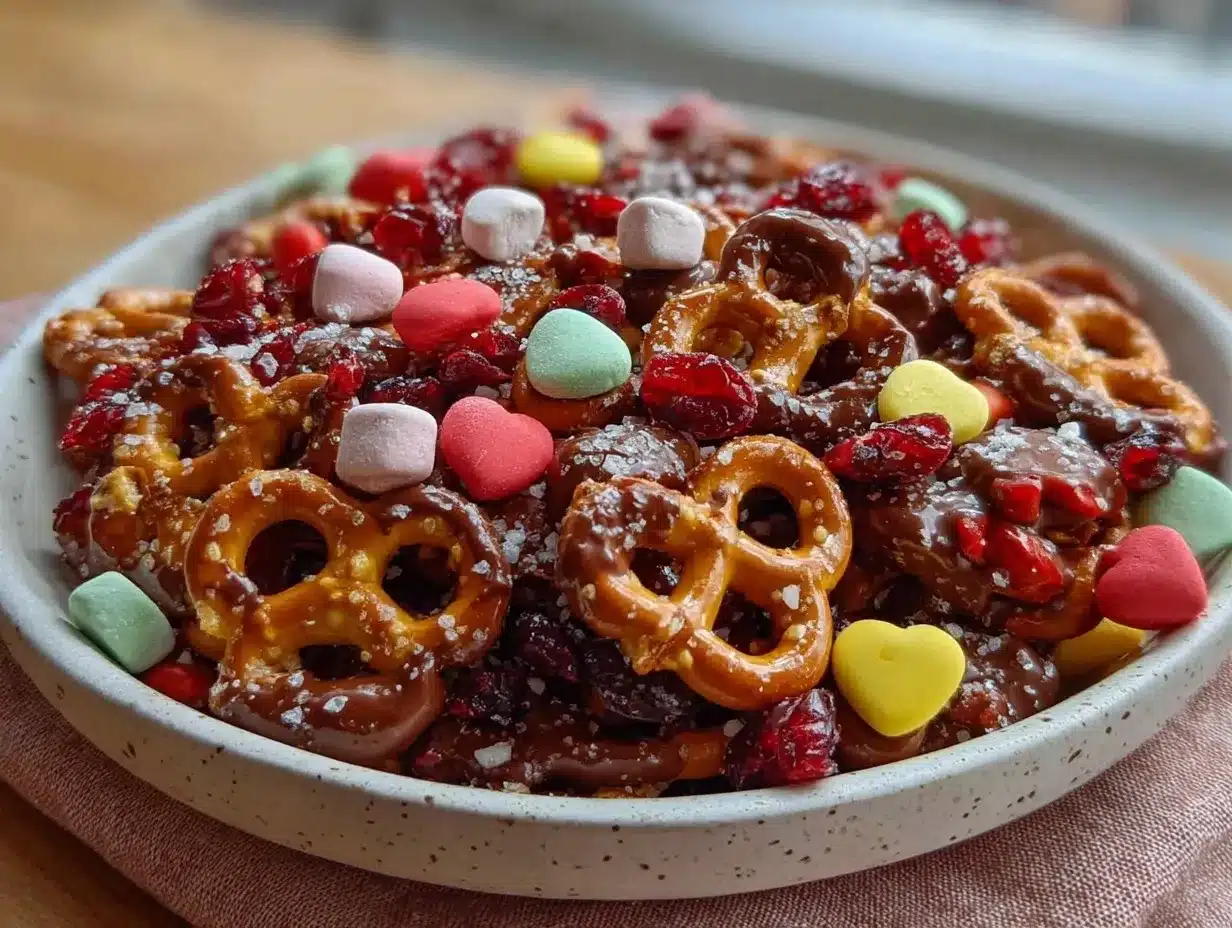 Valentine snack mix preparation steps