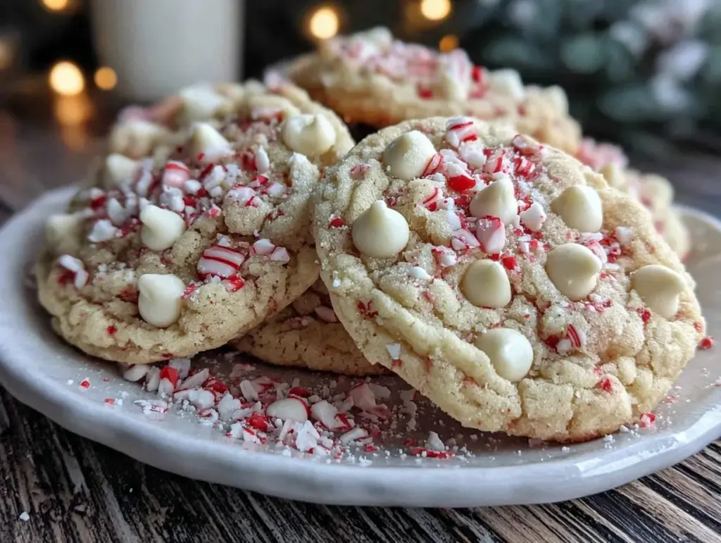 White Chocolate Candy Cane Cookies - featured image