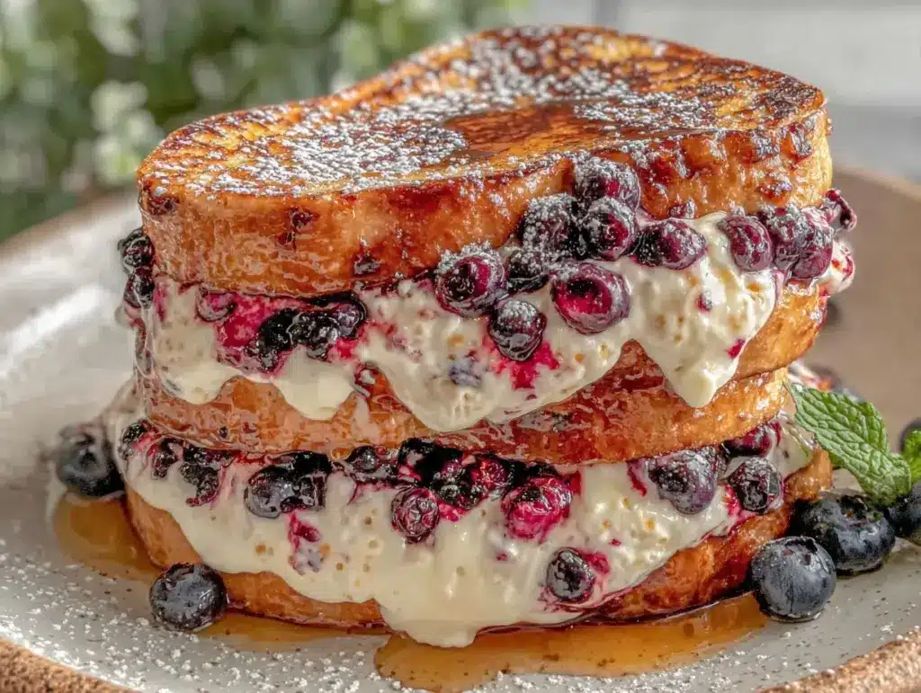 blueberry cream cheese stuffed french toast - featured image