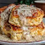 buttermilk biscuits with creamy sawmill gravy - featured image