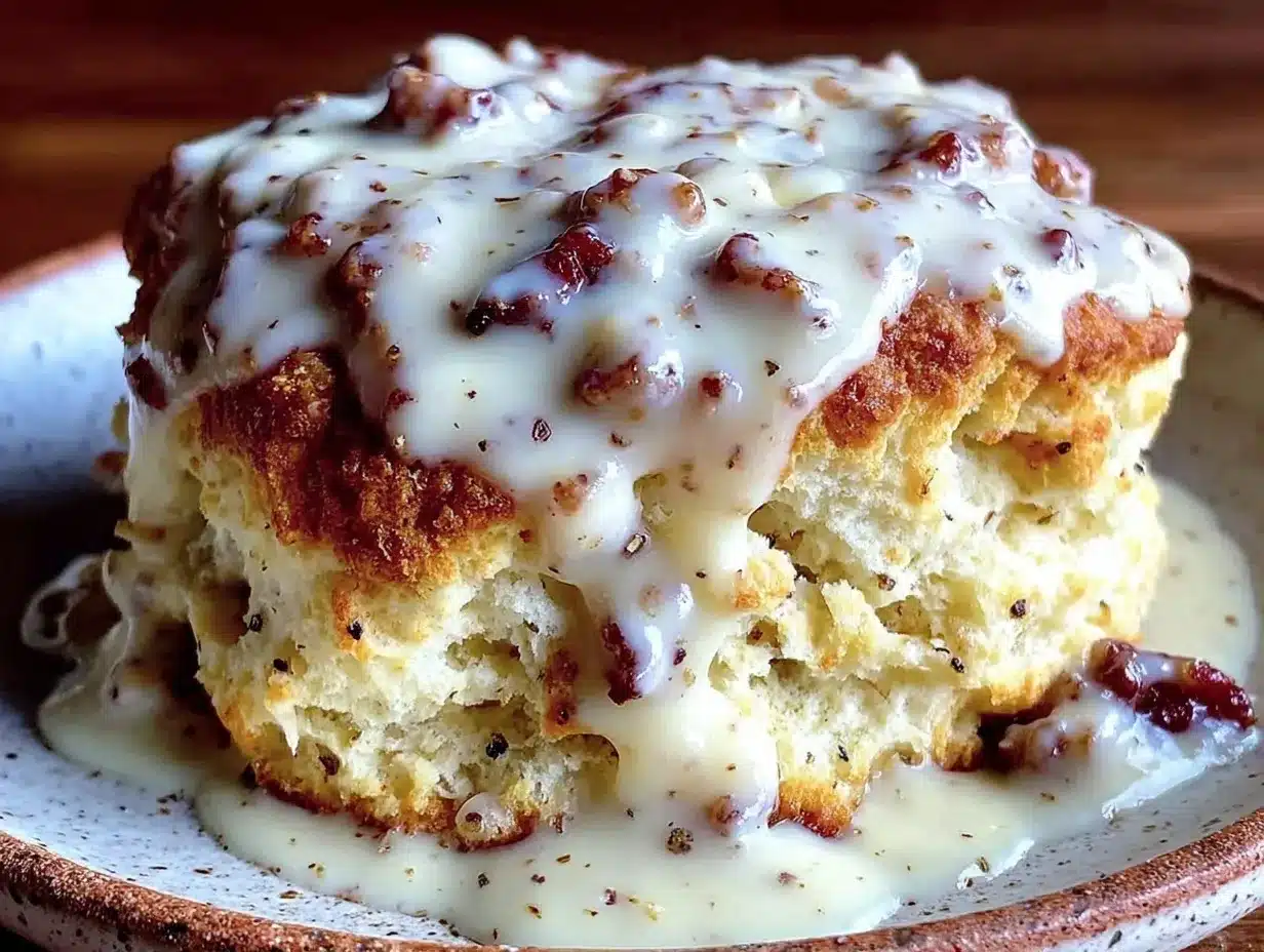 buttermilk biscuits with creamy sawmill gravy preparation steps