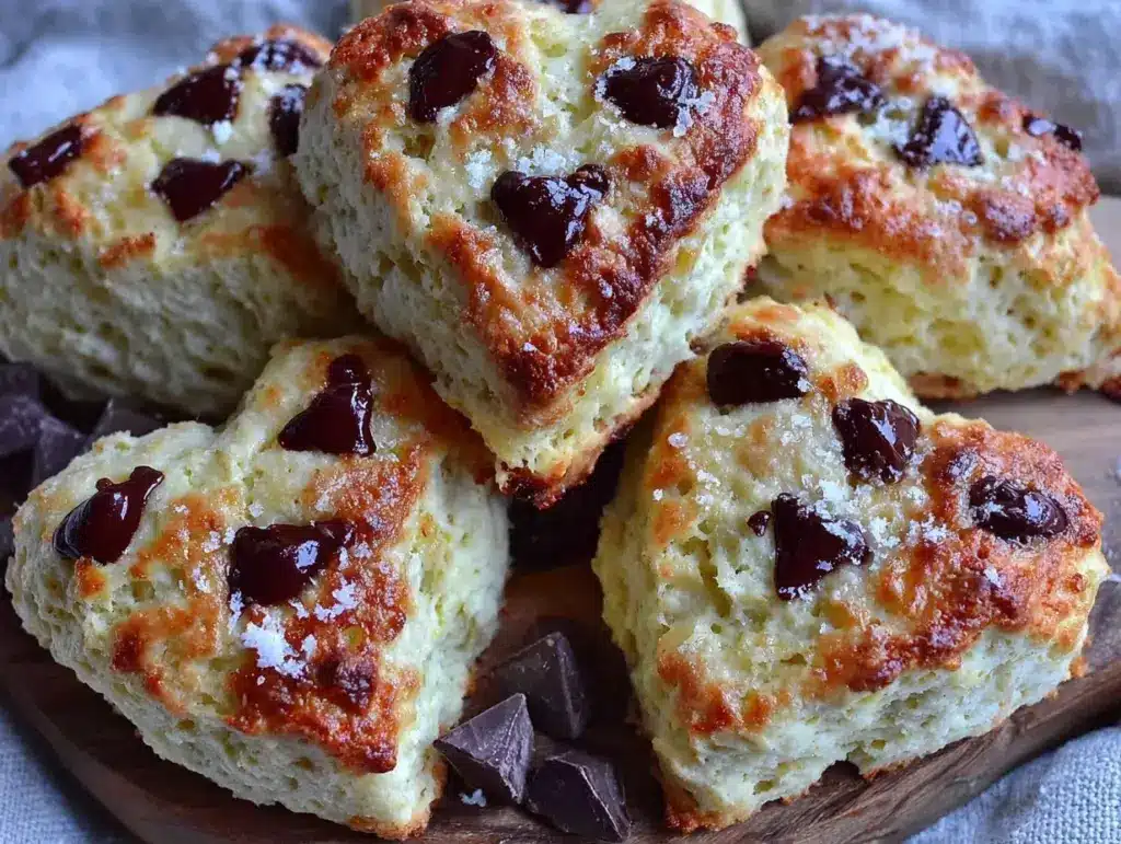 buttery chocolate chip heart scones - featured image