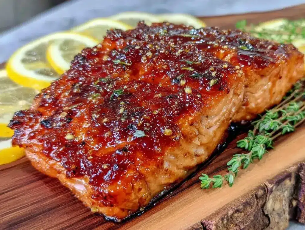 cedar plank salmon with maple glaze - featured image