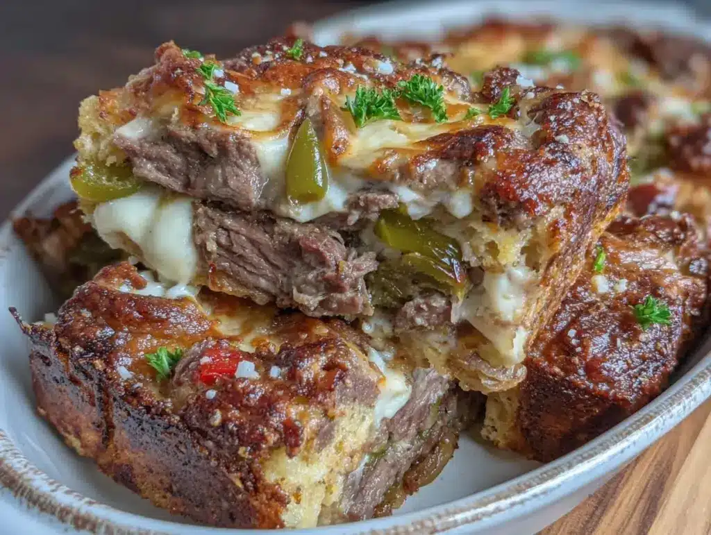 Cheesy Philly Cheesesteak Casserole - featured image