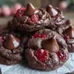 cherry chocolate kiss cookies - featured image