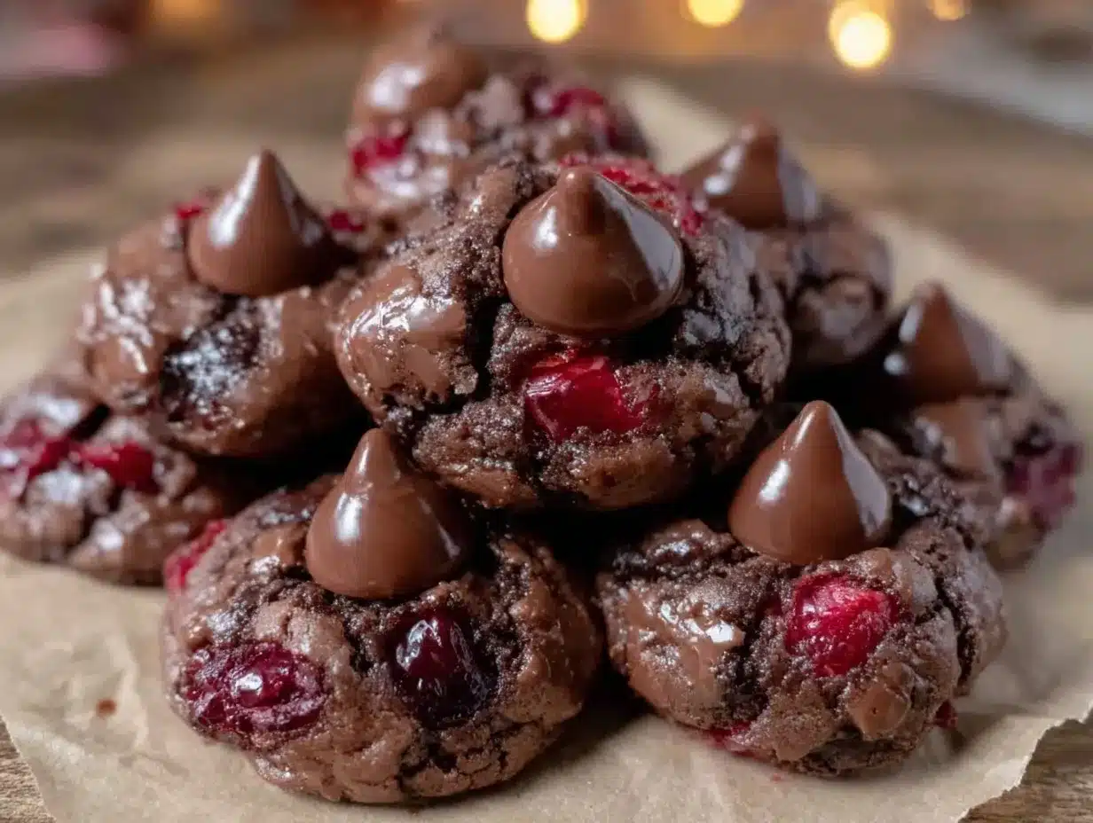 cherry chocolate kiss cookies preparation steps