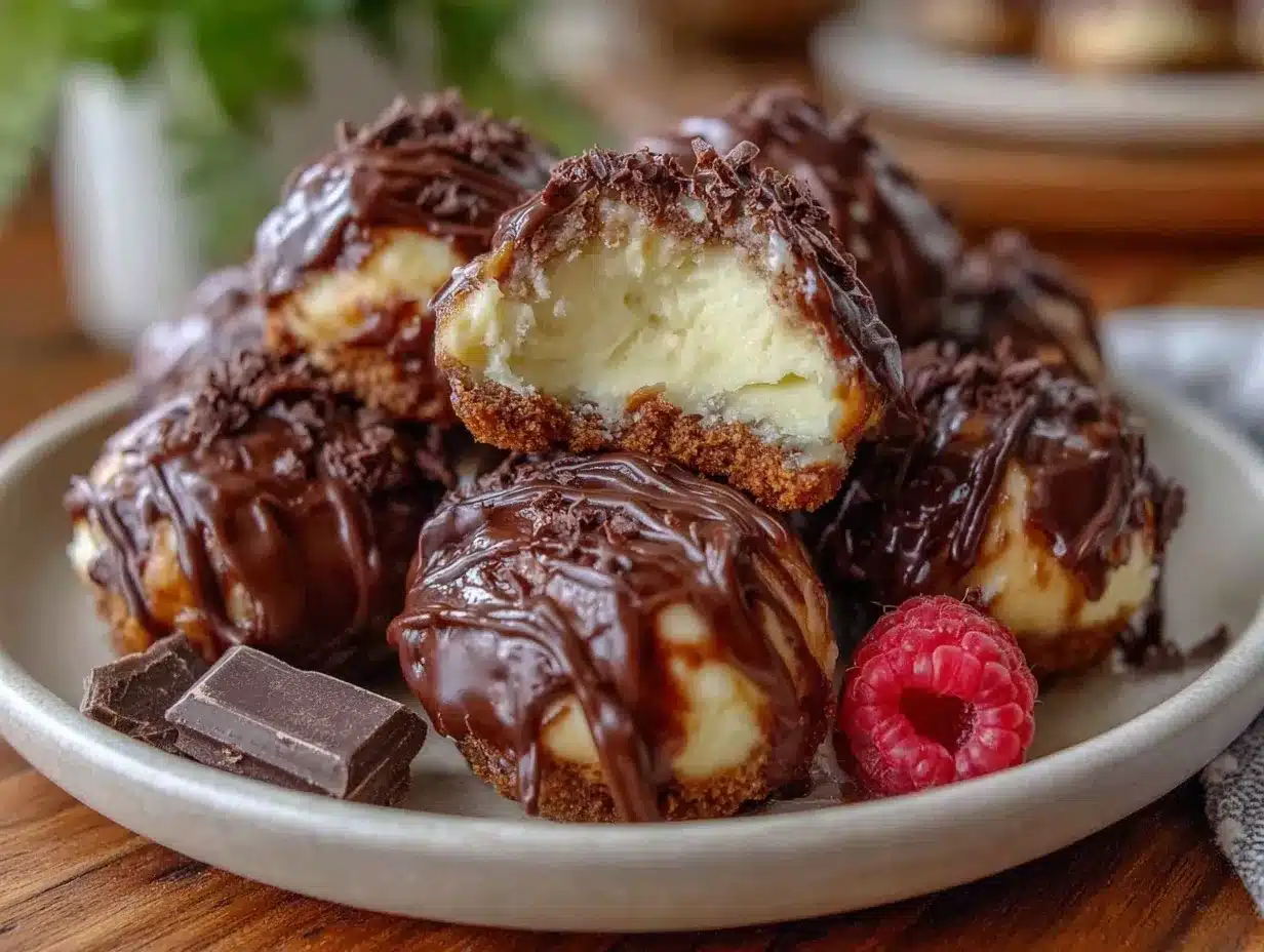 chocolate covered cheesecake bites preparation steps