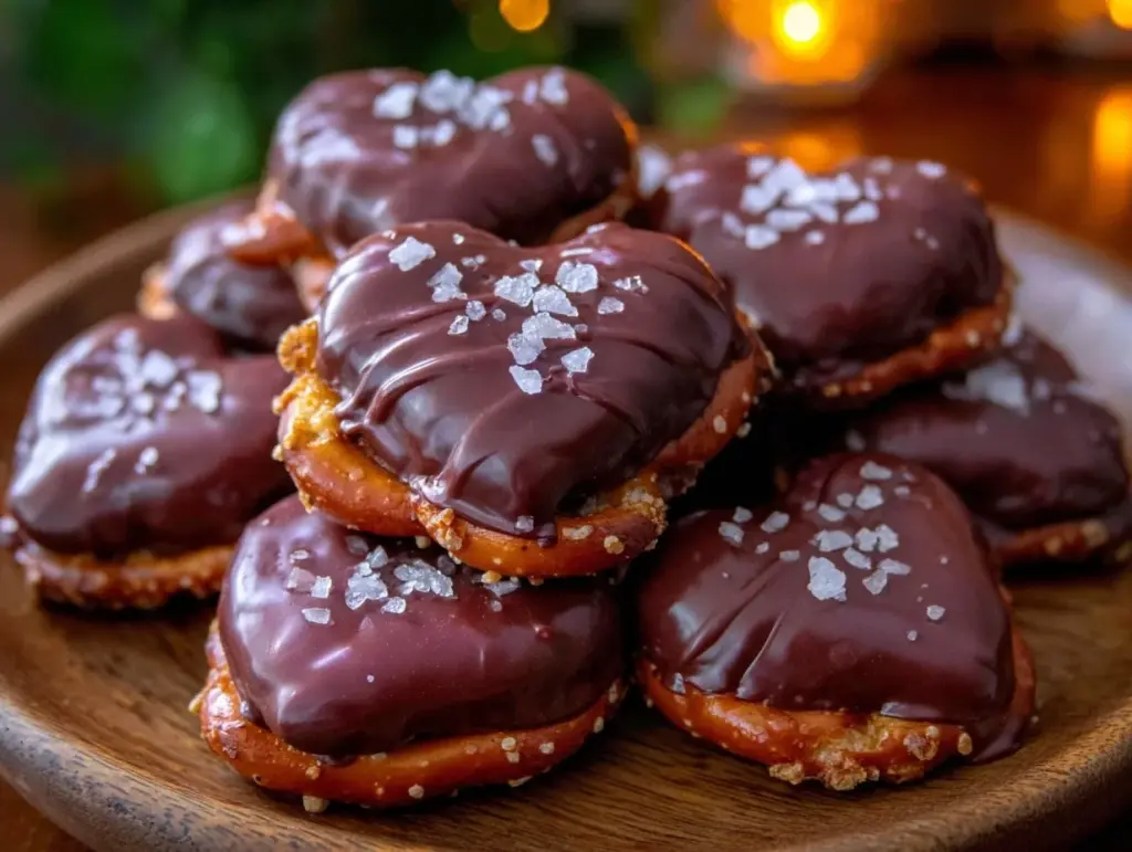 chocolate covered pretzel hearts - featured image