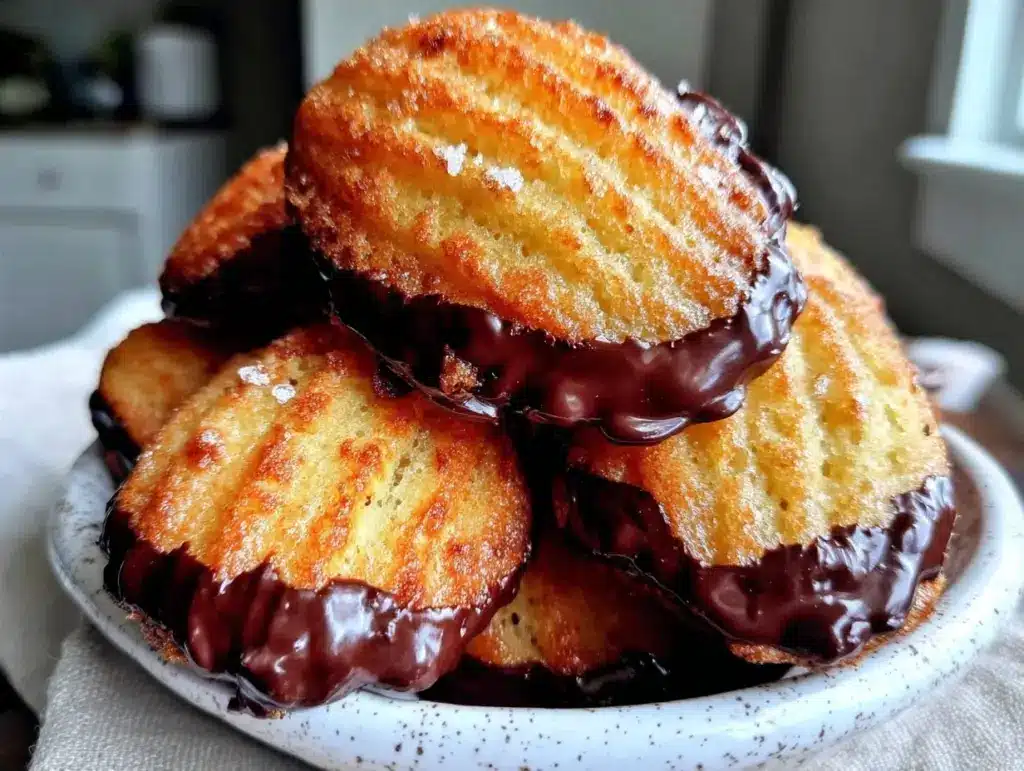 chocolate dipped madeleines - featured image