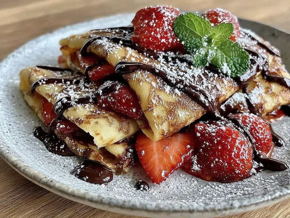 chocolate strawberry crepes preparation steps