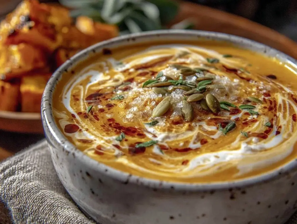 creamy butternut squash apple soup - featured image