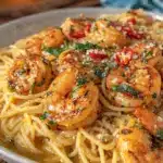 creamy garlic butter shrimp pasta - featured image