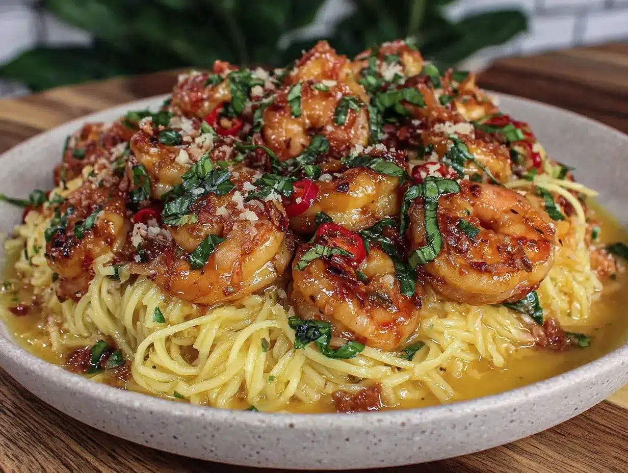 creamy garlic butter shrimp pasta preparation steps