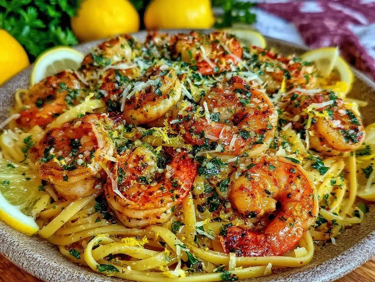 creamy lemon garlic butter shrimp pasta preparation steps