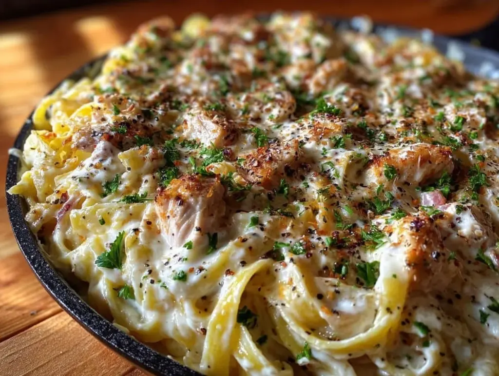 creamy one pot chicken alfredo - featured image