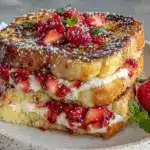 creamy strawberry cream cheese stuffed french toast - featured image