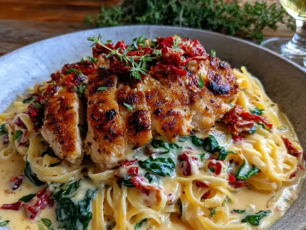 creamy tuscan chicken pasta preparation steps