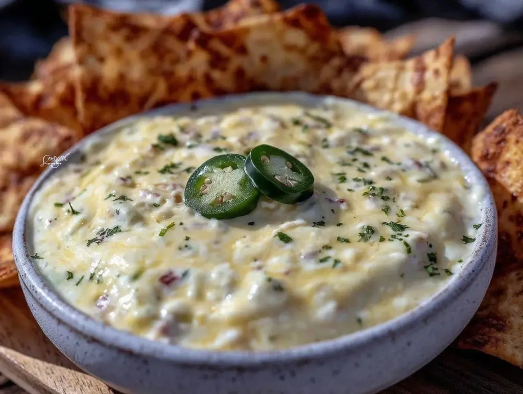 creamy white queso dip restaurant style - featured image