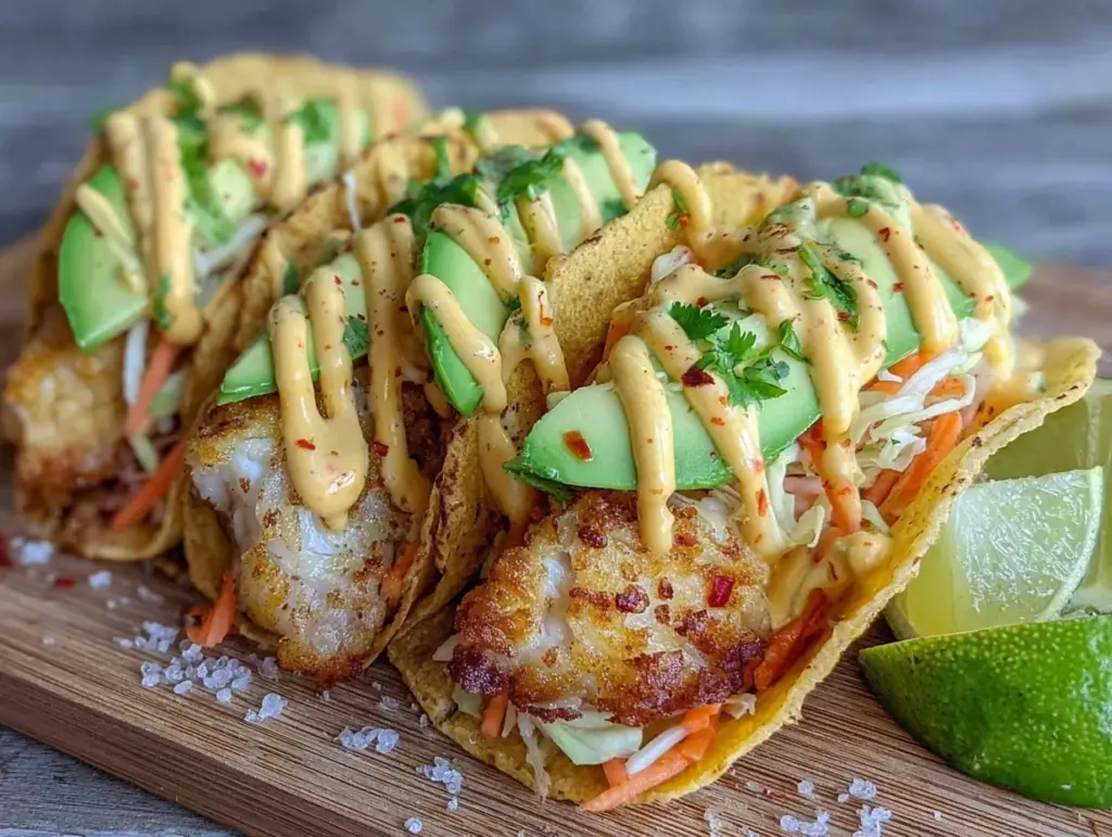 crispy baked fish tacos - featured image