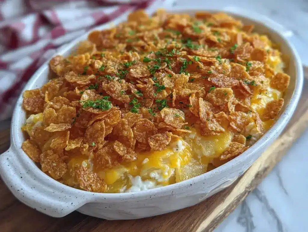 crispy cheesy funeral potatoes casserole - featured image
