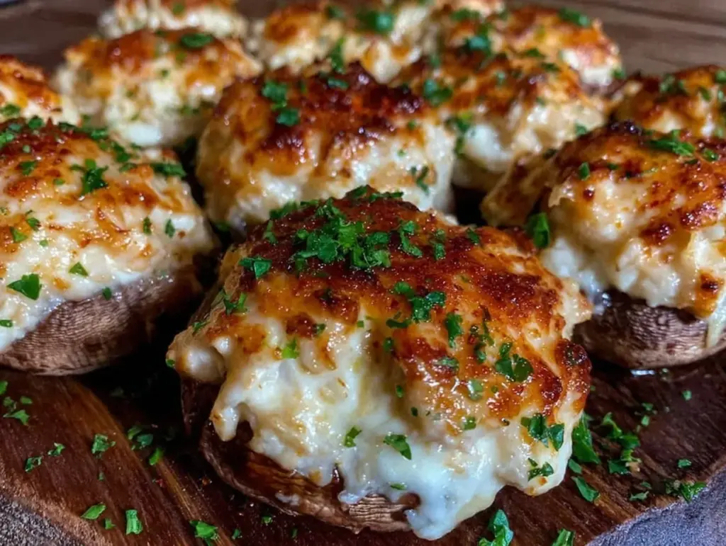crispy crab stuffed mushrooms - featured image