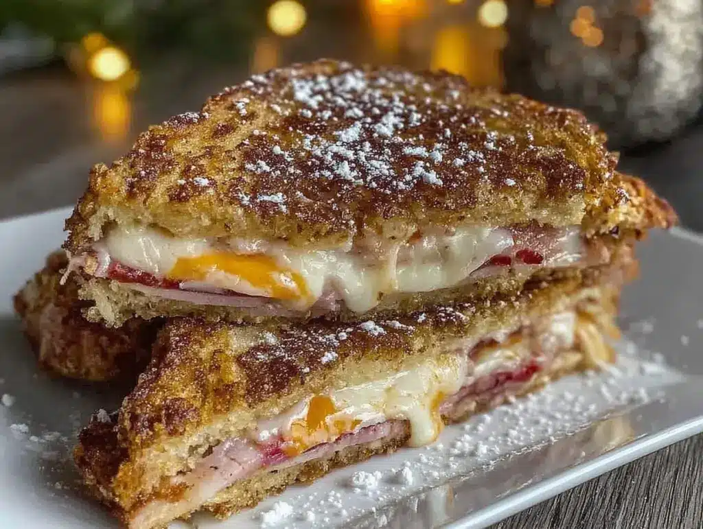 crispy gooey monte cristo sandwich - featured image