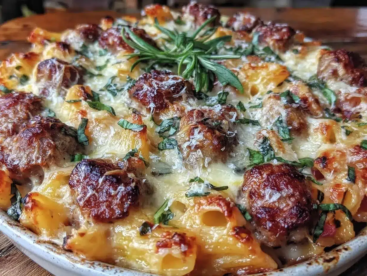 crispy italian sausage pasta bake preparation steps