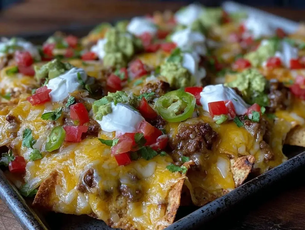 crispy sheet pan nachos - featured image