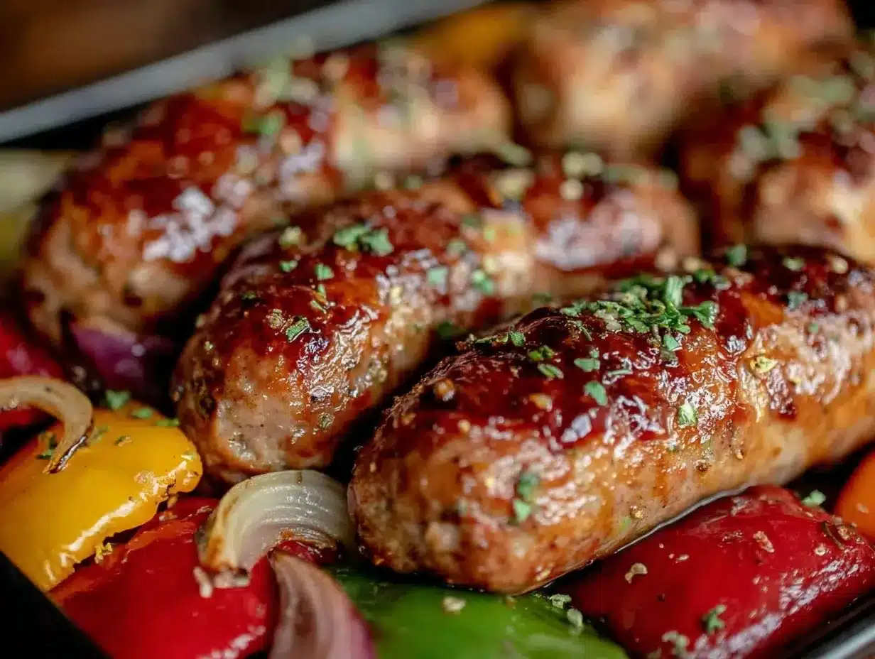 crispy sheet pan sausage and peppers preparation steps