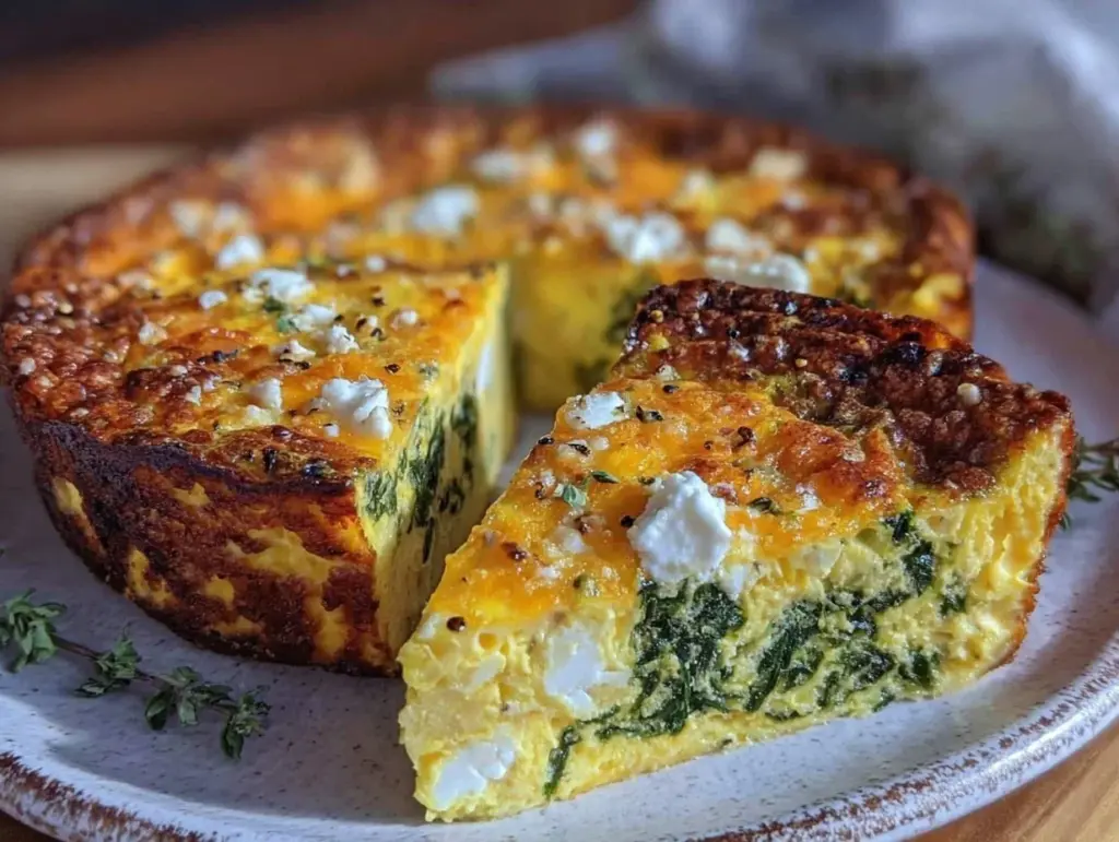 crustless spinach feta quiche - featured image