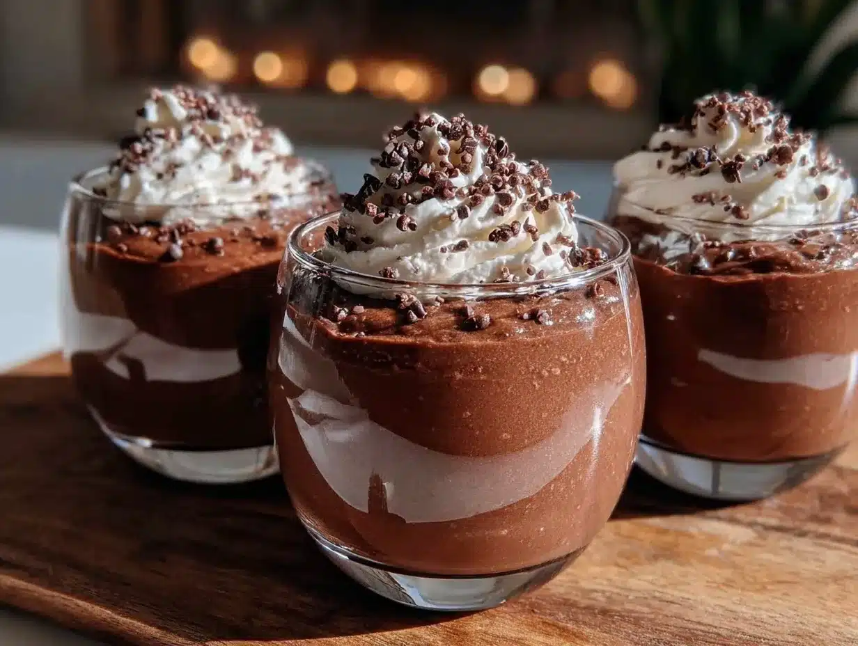 decadent chocolate mousse in wine glasses preparation steps