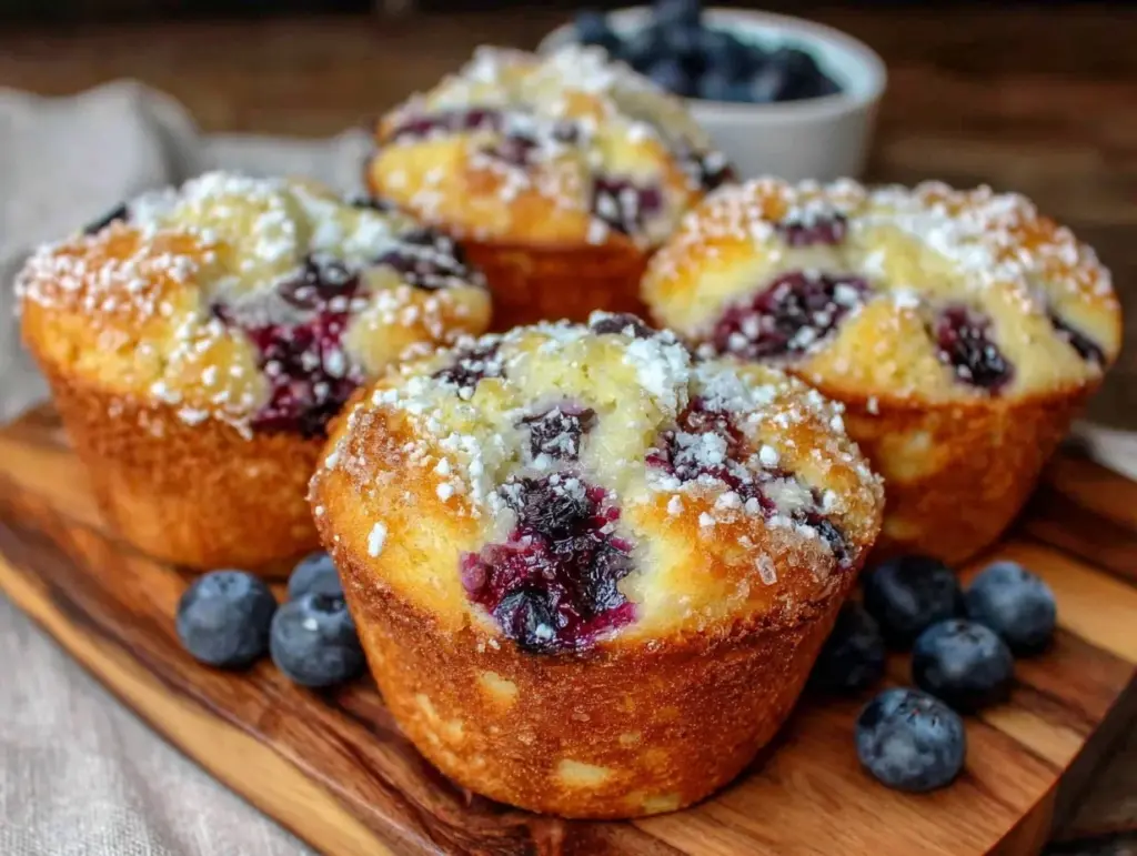 easy fluffy one-bowl blueberry muffins - featured image