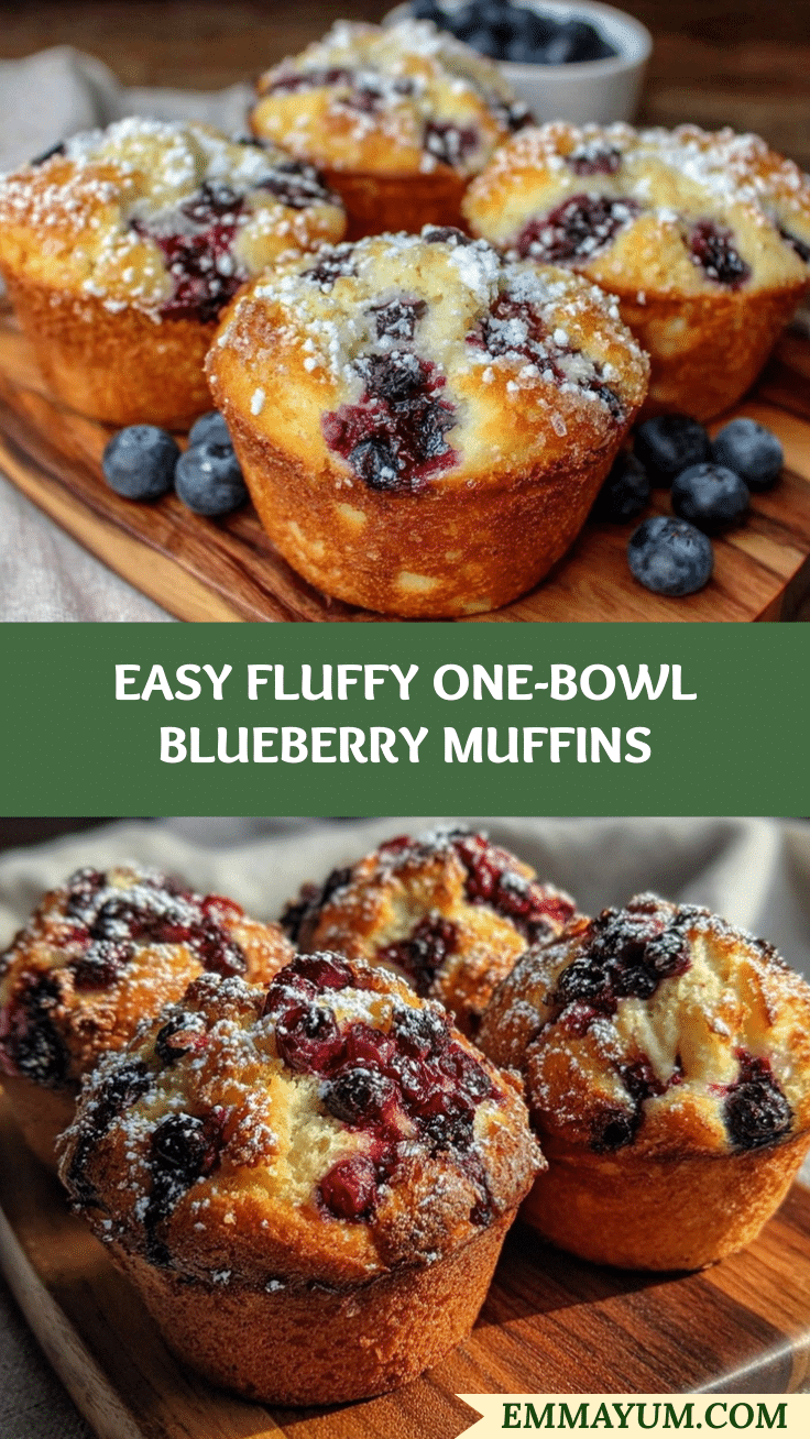 easy fluffy one-bowl blueberry muffins recipe