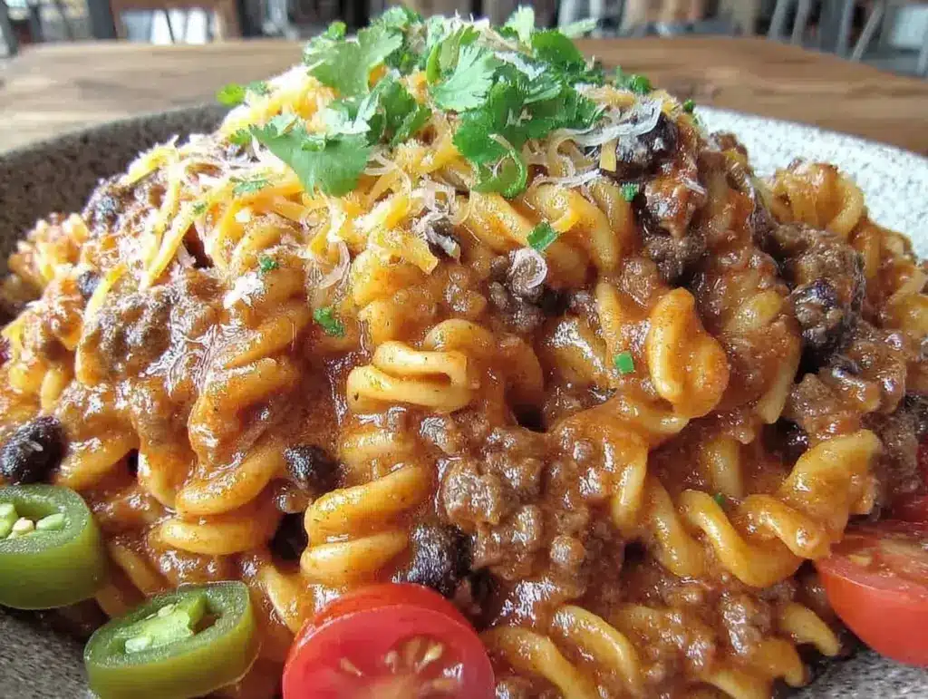 easy one pot cheesy taco pasta - featured image