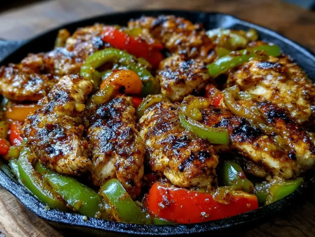 easy skillet chicken fajitas - featured image