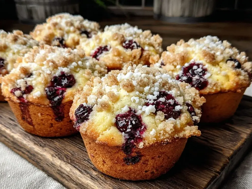 fluffy blueberry crumb muffins - featured image