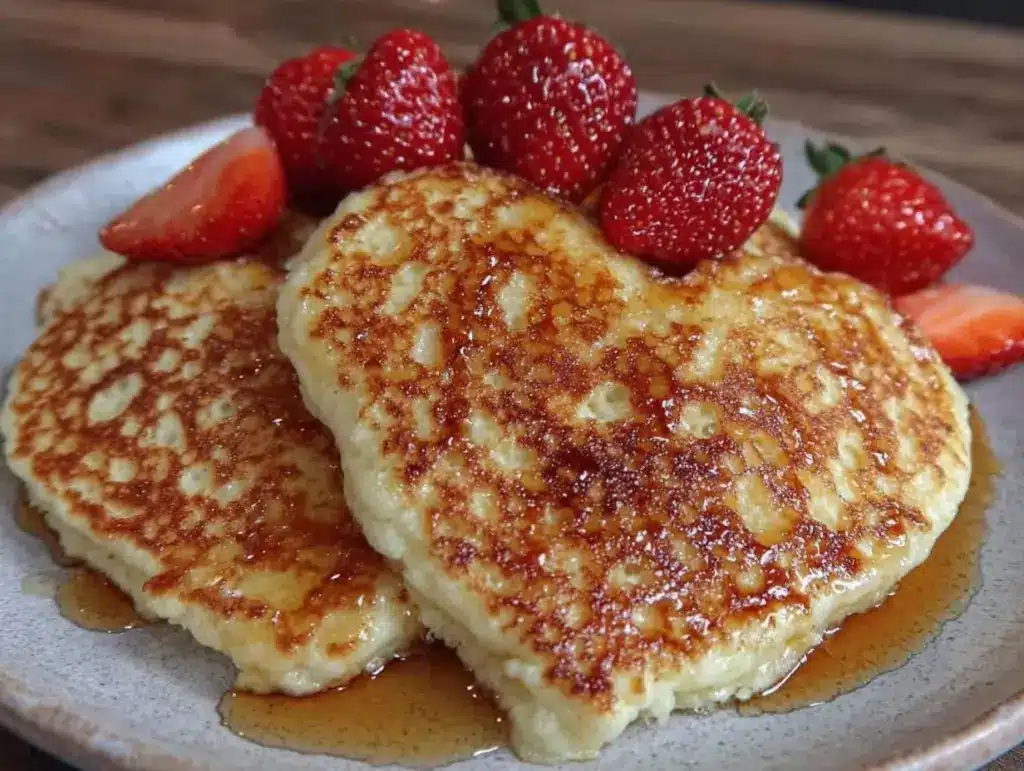 fluffy heart shaped pancakes - featured image