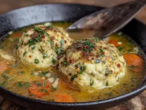 fluffy matzo ball soup - featured image