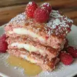 fluffy pink velvet pancakes - featured image