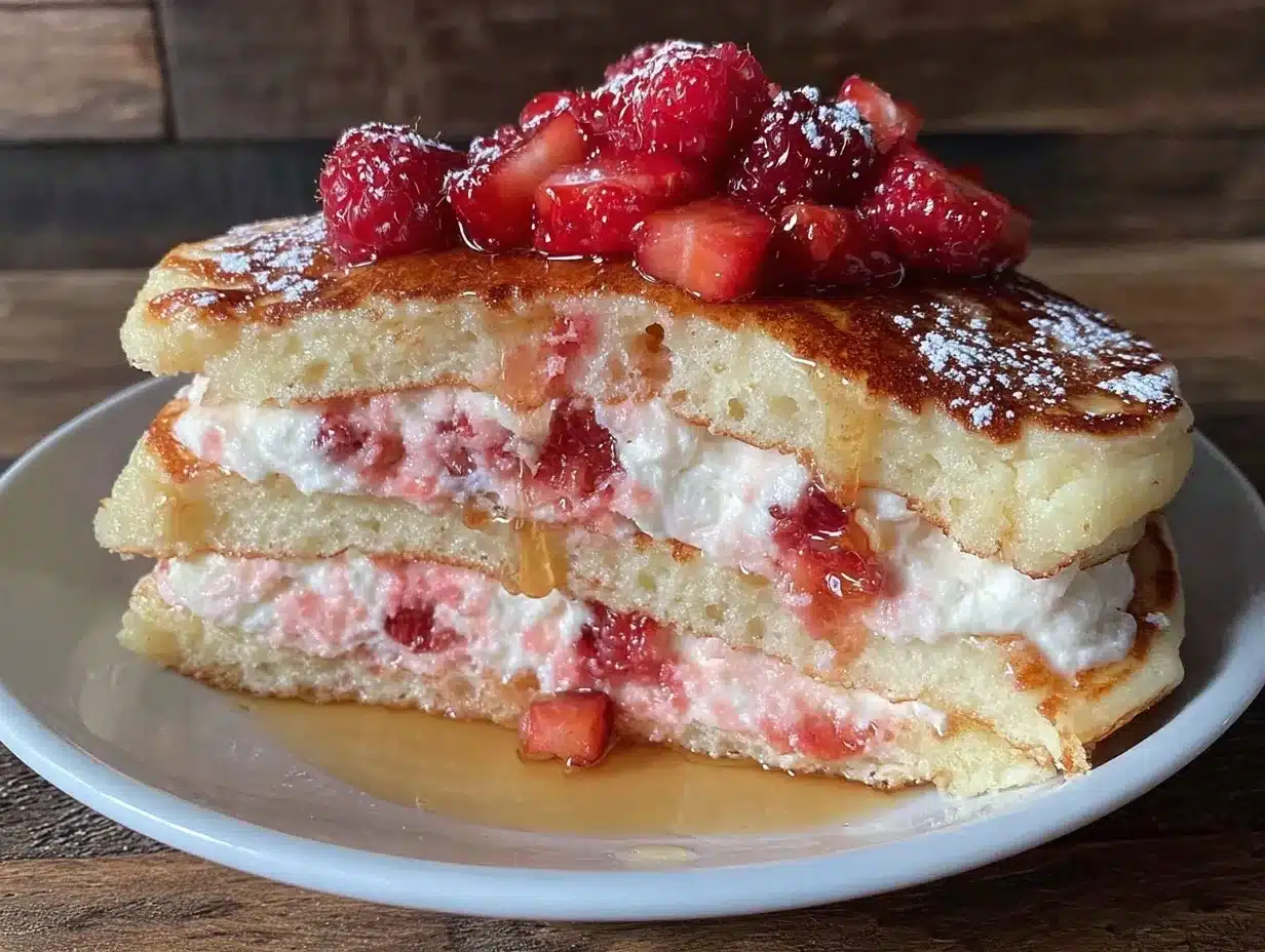 fluffy pink velvet pancakes preparation steps