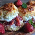 fluffy strawberry shortcake biscuits - featured image
