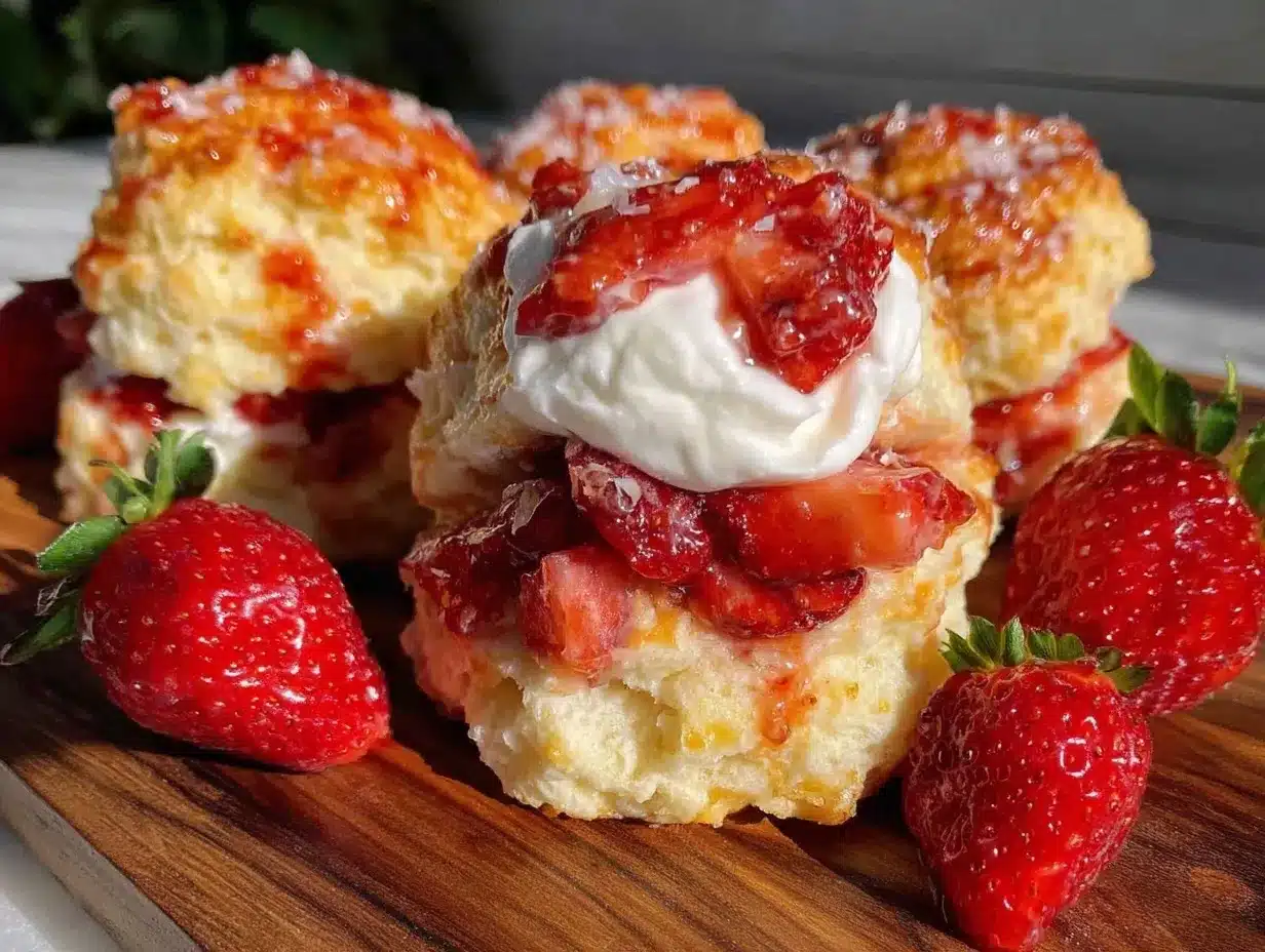 fluffy strawberry shortcake biscuits preparation steps
