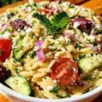 fresh greek orzo salad - featured image