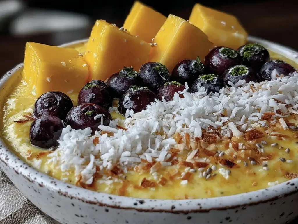 fresh mango coconut smoothie bowl - featured image