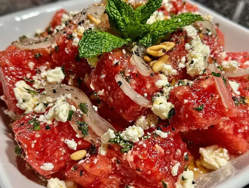 fresh watermelon feta mint salad - featured image
