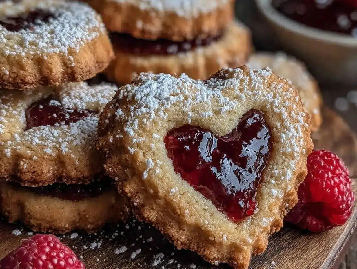 heart shaped Linzer cookies recipe preparation steps