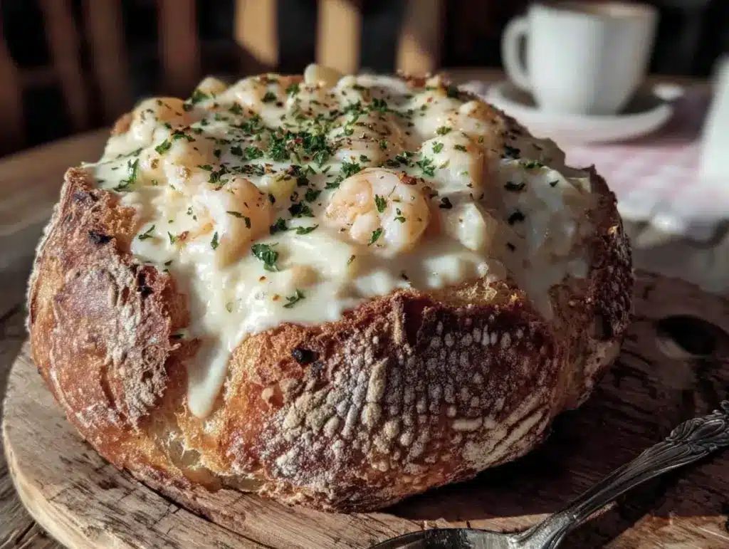 New England clam chowder bread bowl - featured image