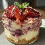 no bake strawberry cheesecake parfait - featured image